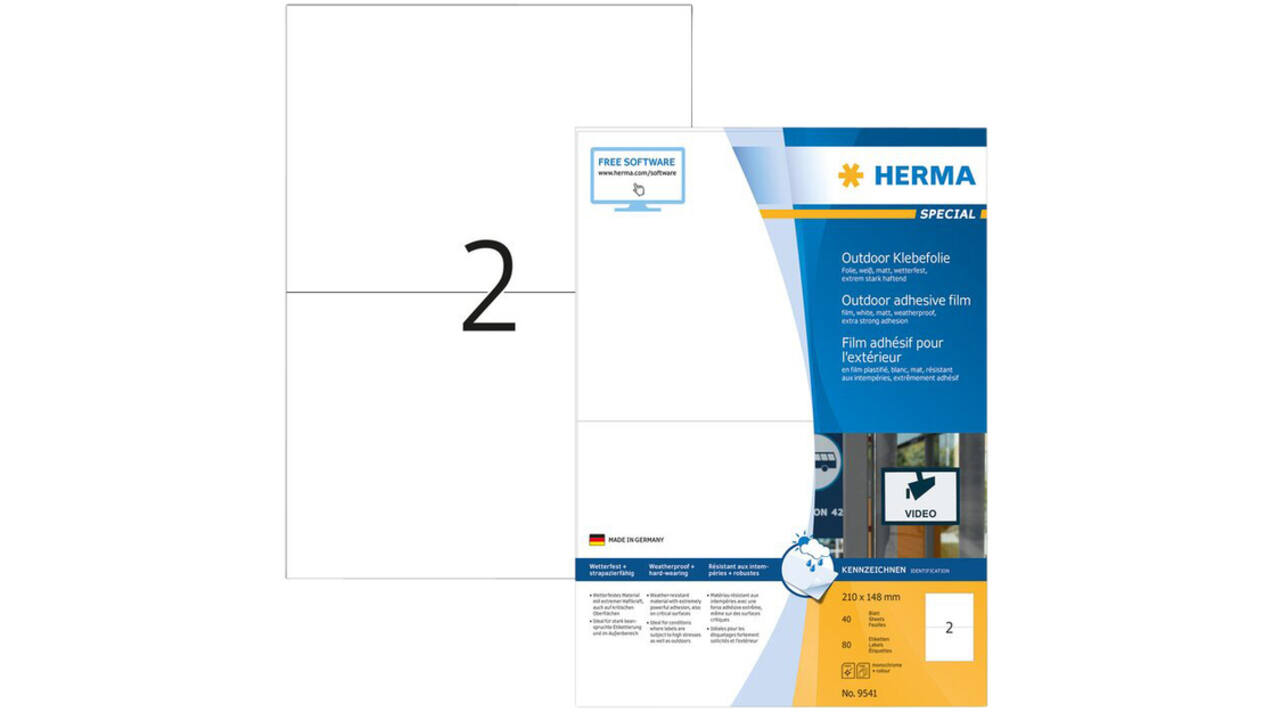 Etiket HERMA 9541 210x148mm weerbestendig wit 80stuks