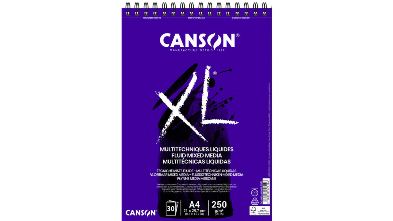 Tekenblok Canson XL Fluid Mixed Media A4 30vel 250gr