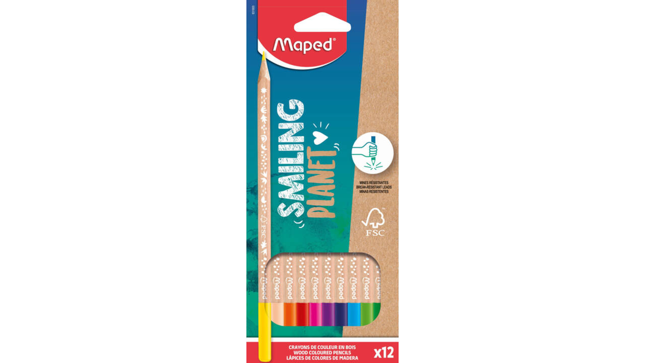 Kleurpotlood Maped Smiling Planet doos à 12 kleuren