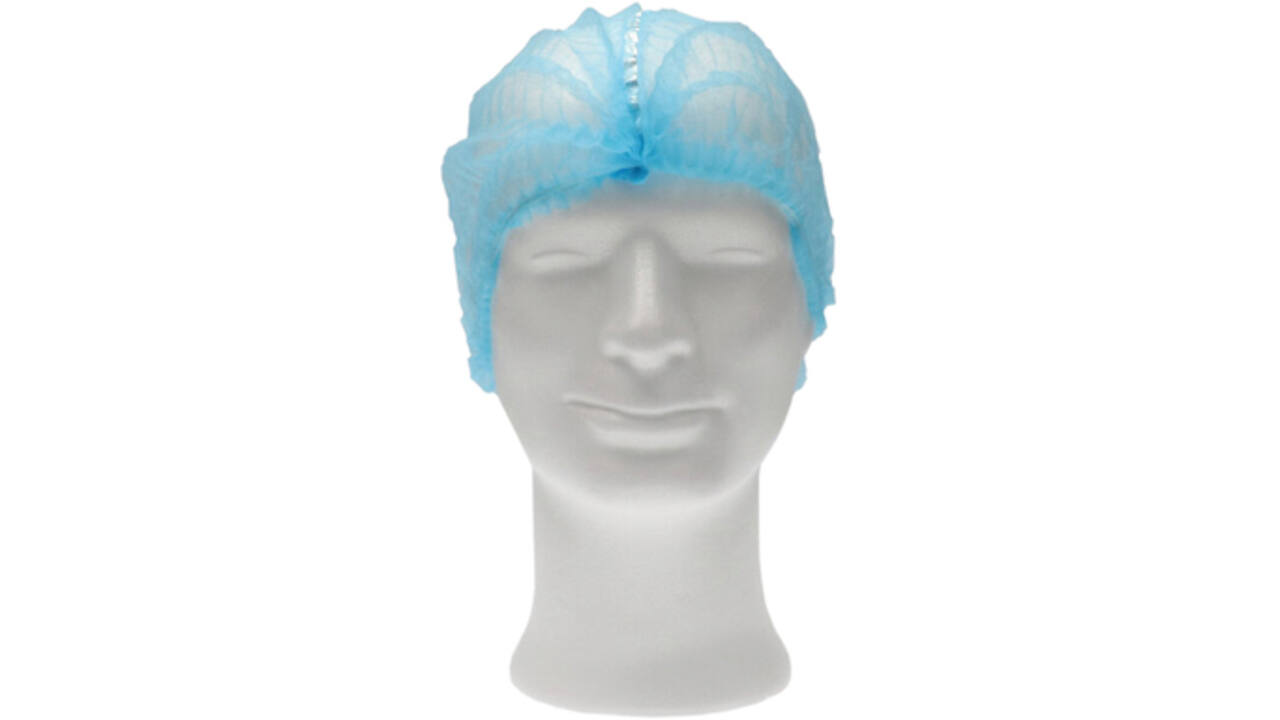 Haarnet CMT clip non-woven L 53cm met detectie strip PP blauw