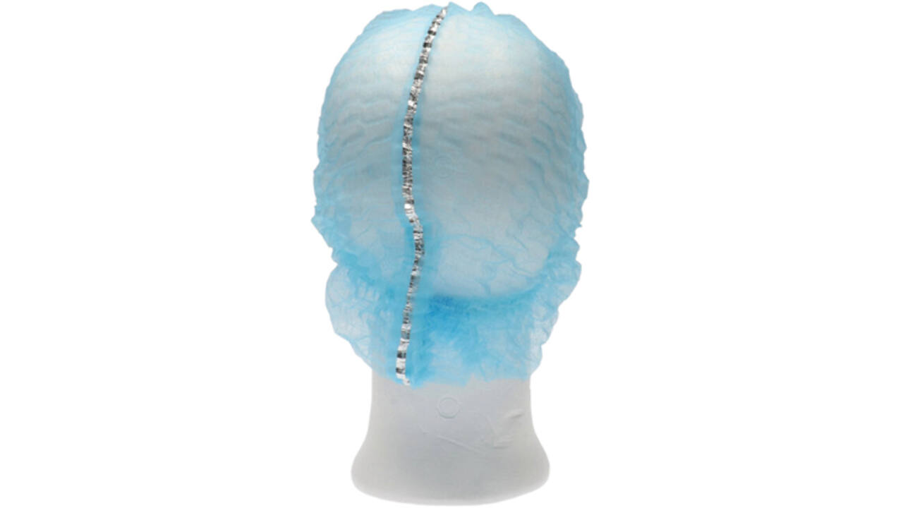 Haarnet CMT clip non-woven L 53cm met detectie strip PP blauw