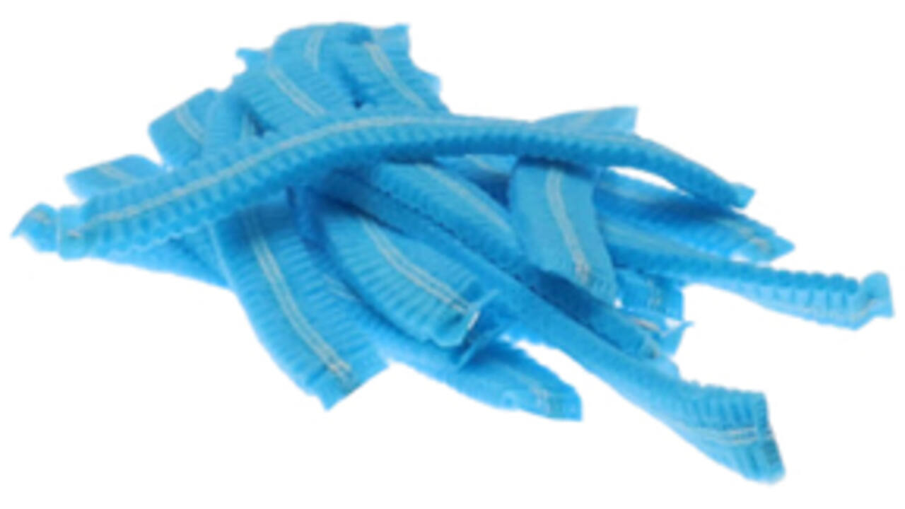 Haarnet CMT clip non-woven L 53cm met detectie strip PP blauw