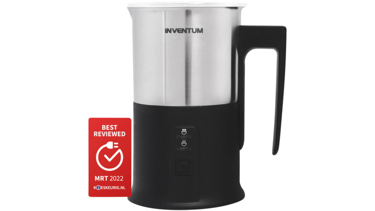 Melkopschuimer Inventum 240ml zwart met rvs