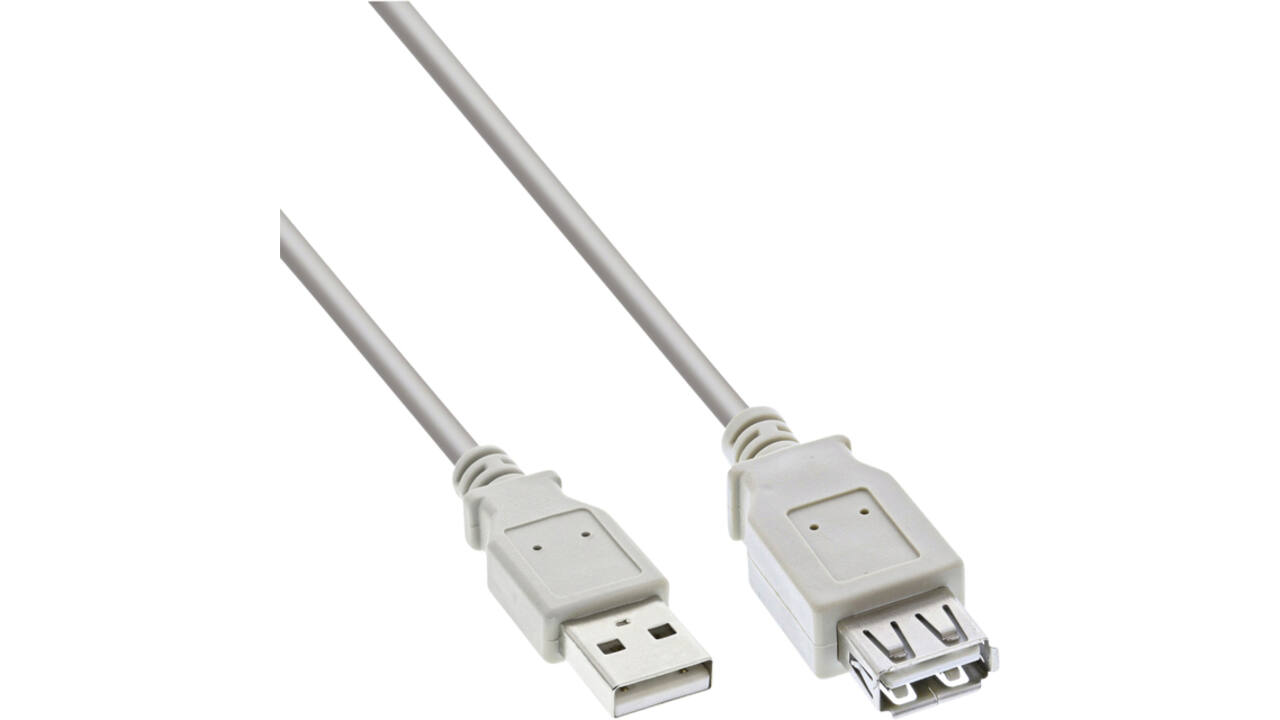 Kabel Inline verlengkabel USB-A 2.0 M-V 3 meter grijs