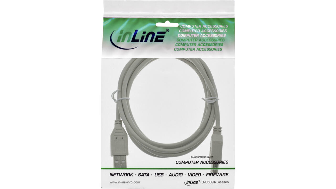 Kabel Inline verlengkabel USB-A 2.0 M-V 3 meter grijs