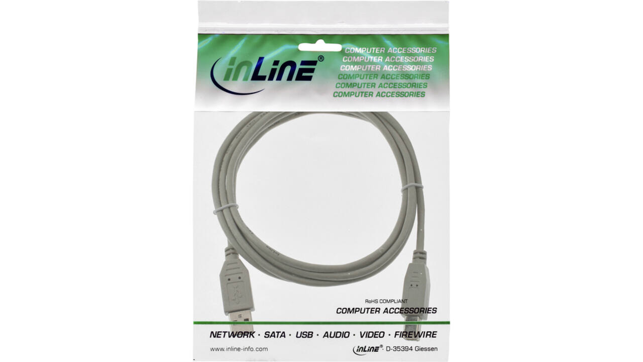 Kabel InLine USB-A USB-B 2.0 M 1.8 meter beige