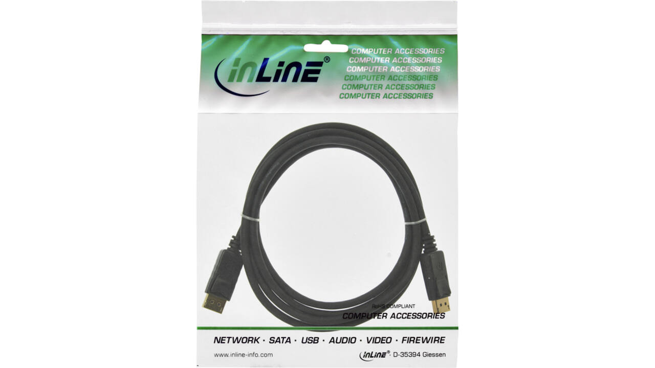 Kabel inLine displayport 4K60HZ M-M 3 meter zwart