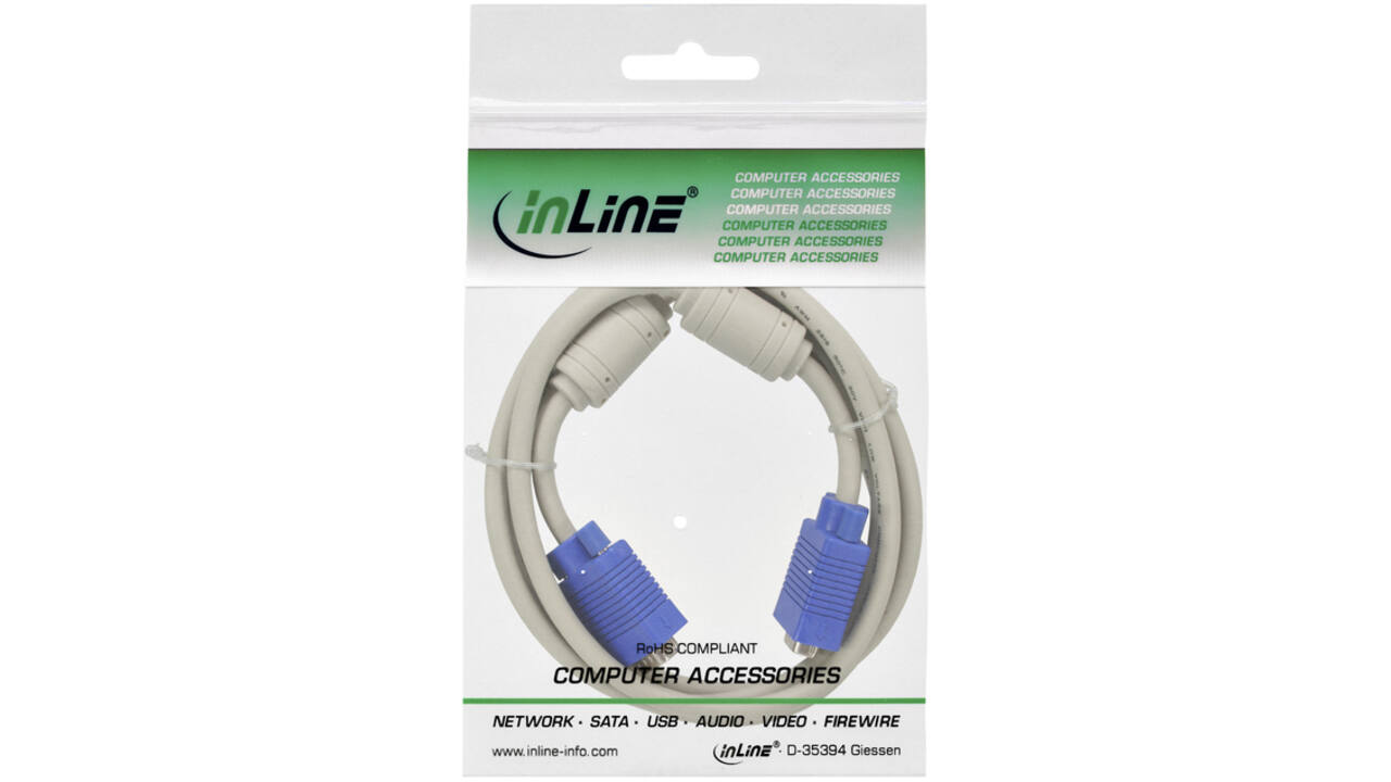 Kabel Inline S VGA 15HD M-M 2 meter beige en blauw