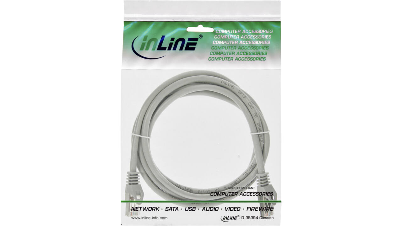 Kabel InLine Cat5e U UTP 2 meter grijs