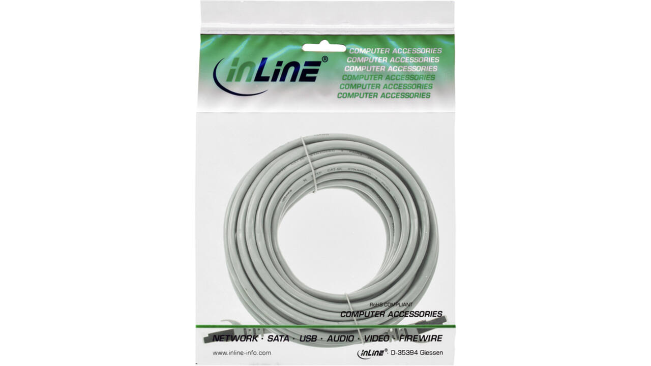 Kabel InLine Cat5e U UTP 20 meter grijs