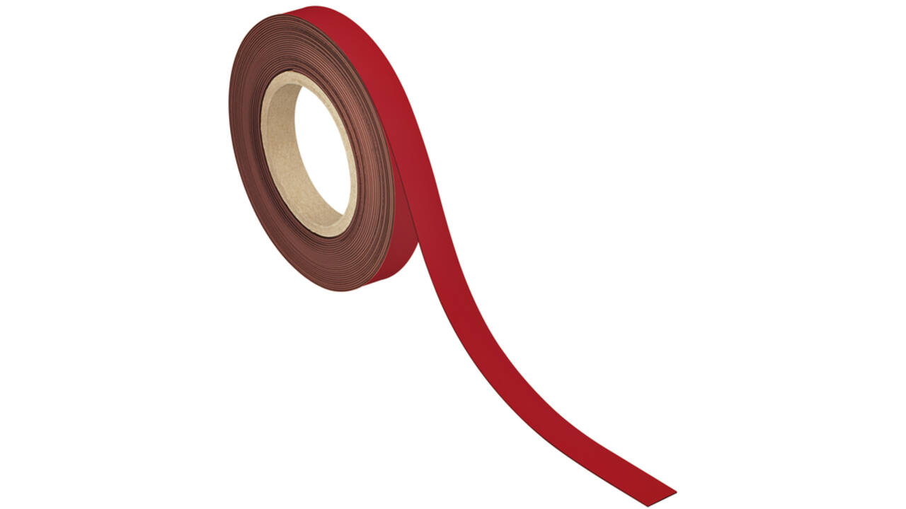Magneetband MAUL beschrijf- wisbaar 10mx20mmx1mm rood