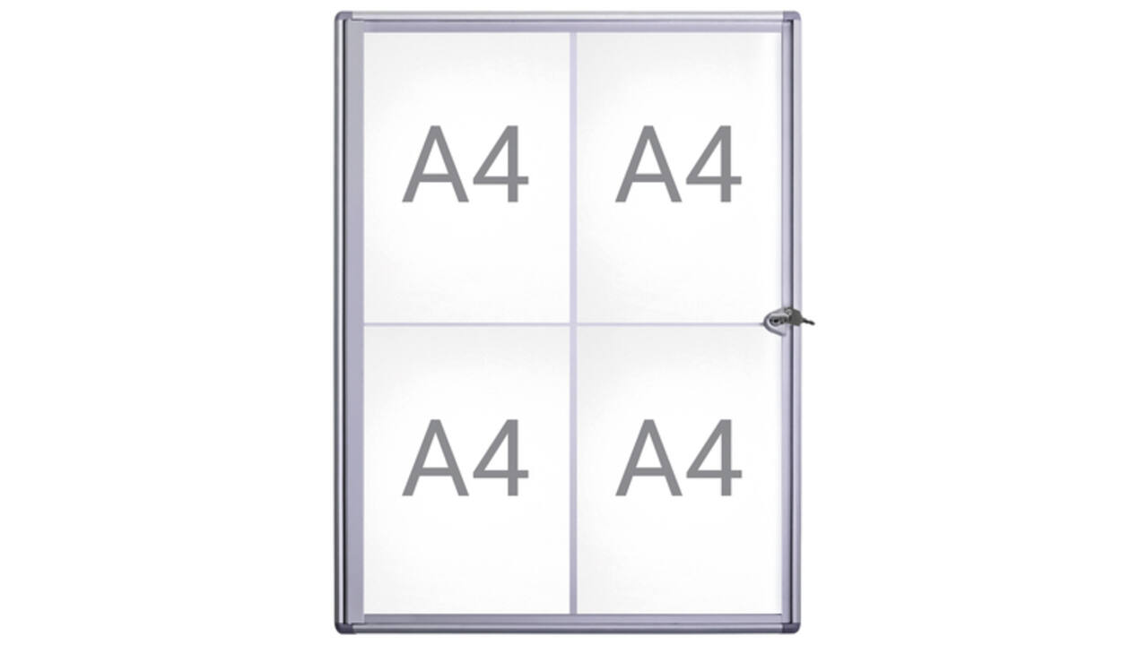 Binnenvitrine wand MAULextraslim whiteboard 4xA4 met slot