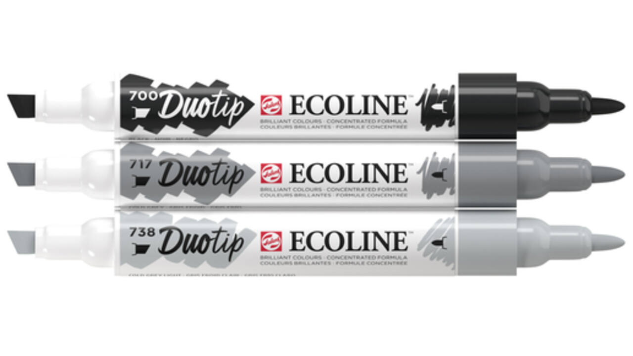 Duotip Talens Ecoline set à 3 stuks zwart en grijs