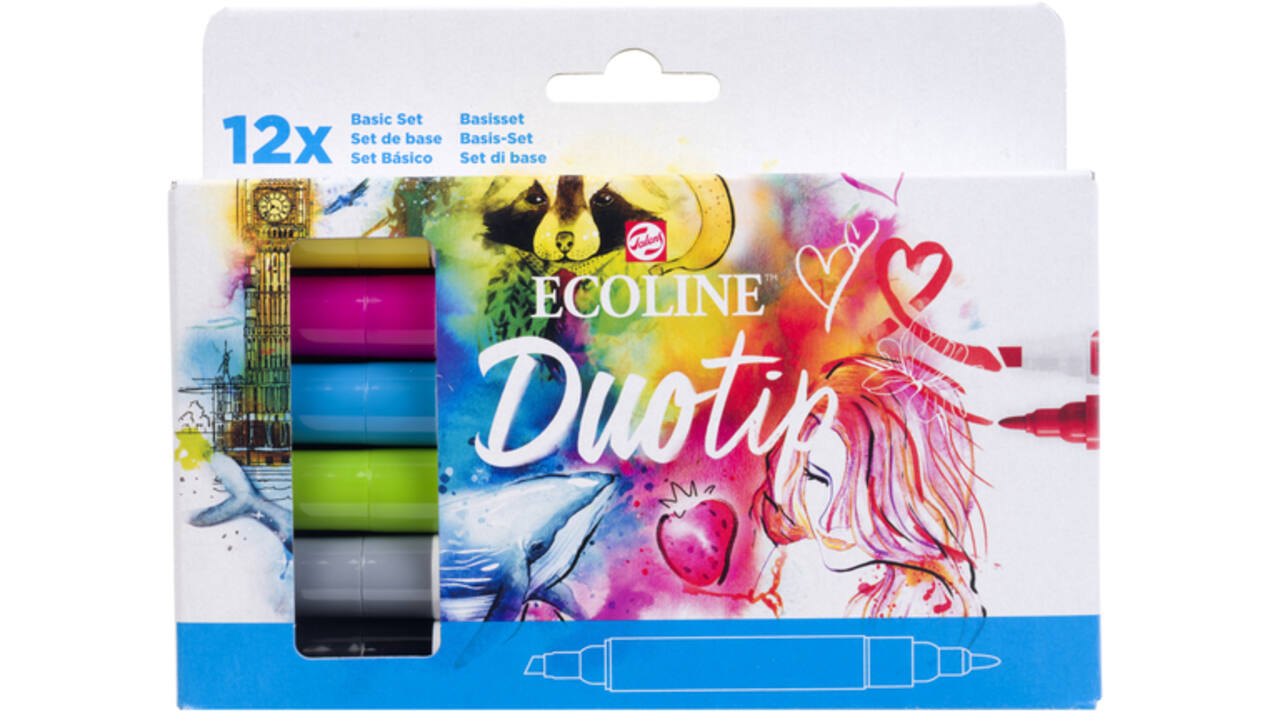 Duotip marker Ecoline basis set 12 kleuren