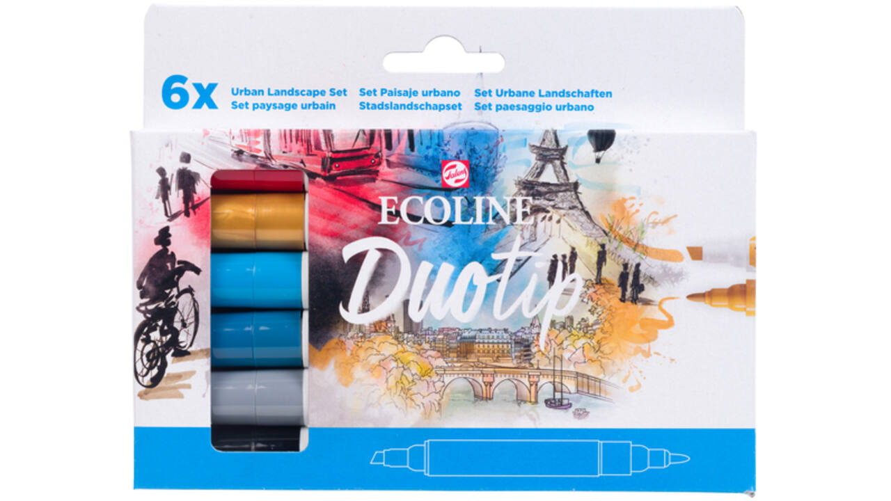 Duotip marker Ecoline urban landscape set 6 kleuren