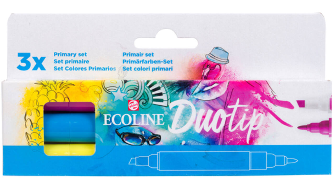 Duotip marker Ecoline primair set 3 kleuren