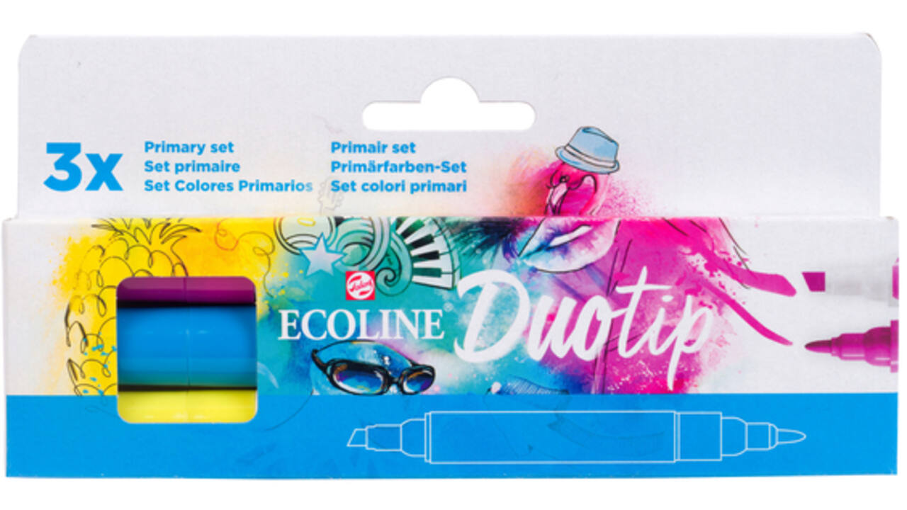 Duotip marker Ecoline primair set 3 kleuren