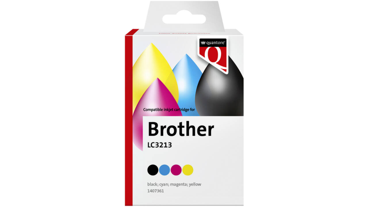 Inktcartridge Quantore alternatief tbv Brother LC3213 zwart + 3 kleuren