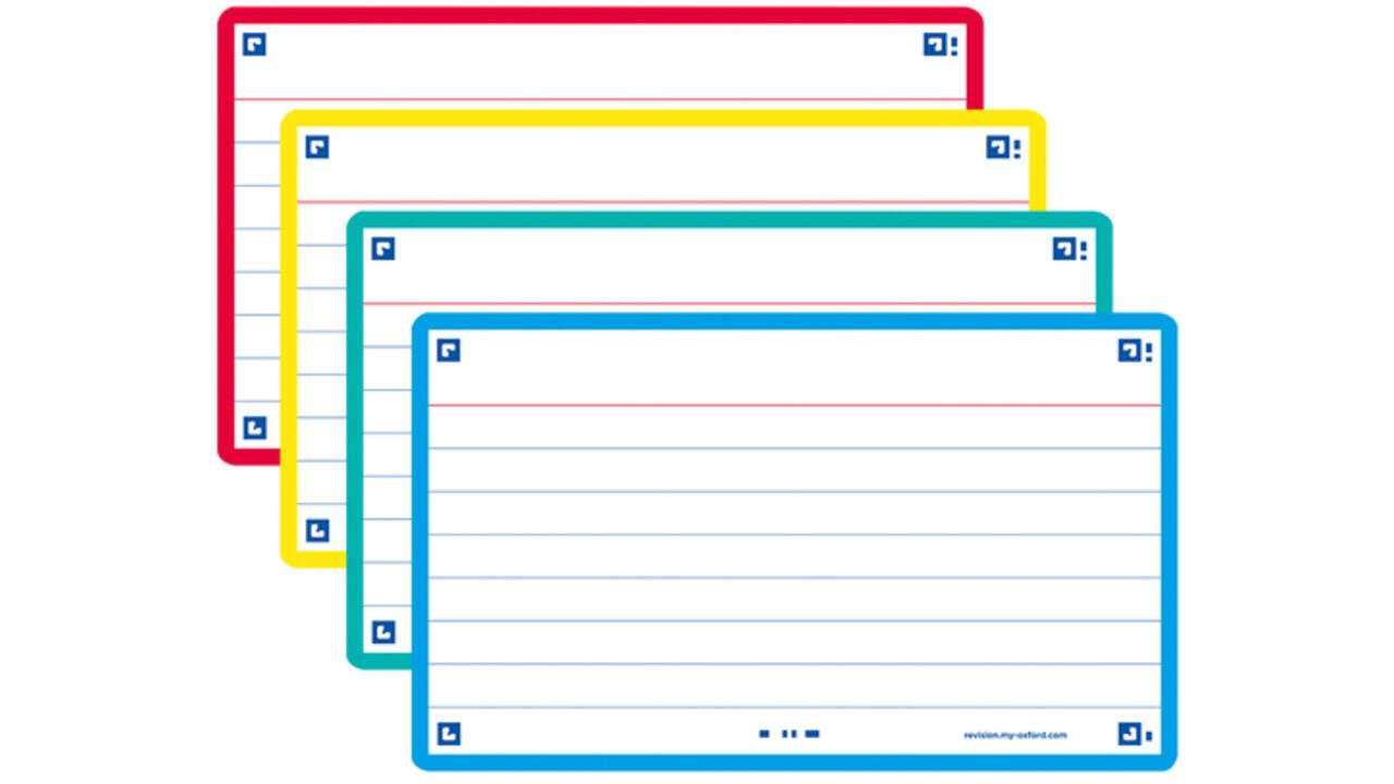 Flashcard Oxford 2.0 75x125mm 80vel 250gr lijn assorti