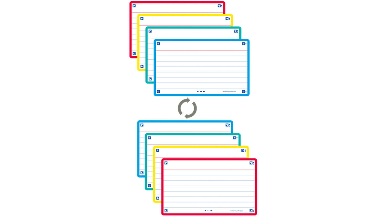 Flashcard Oxford 2.0 75x125mm 80vel 250gr lijn assorti
