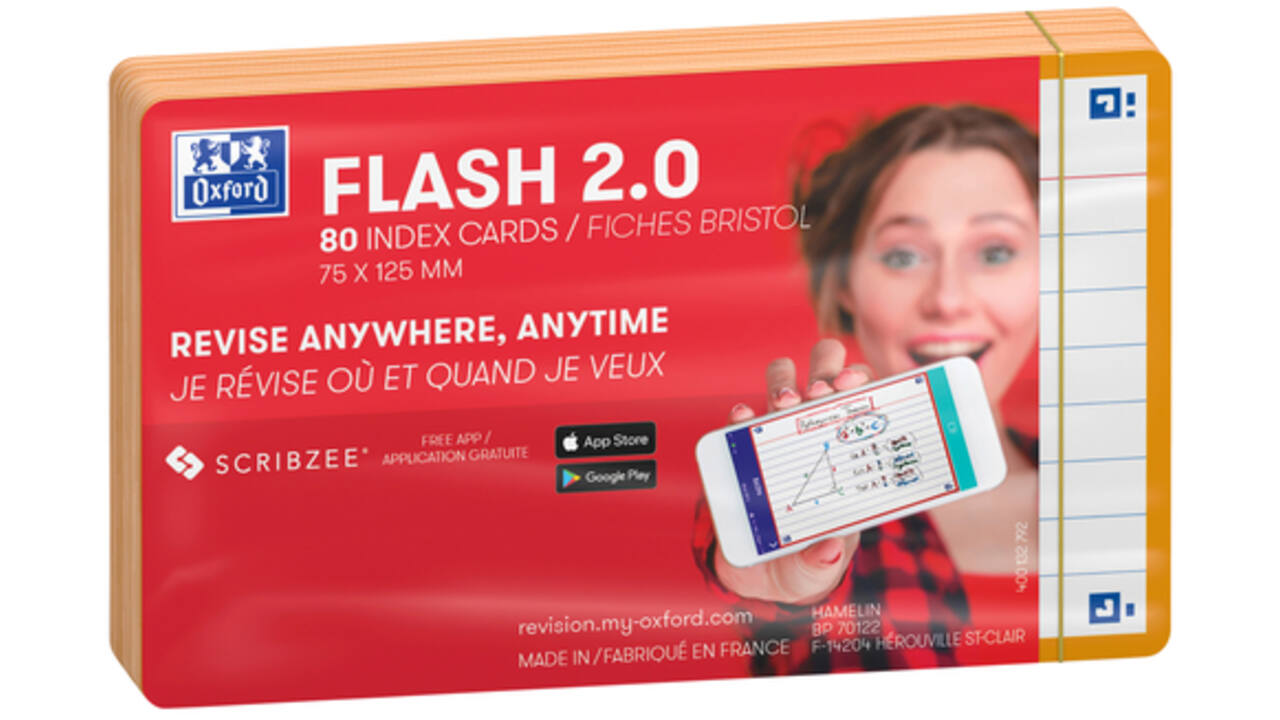 Flashcard Oxford 2.0 75x125mm 80vel 250gr lijn oranje