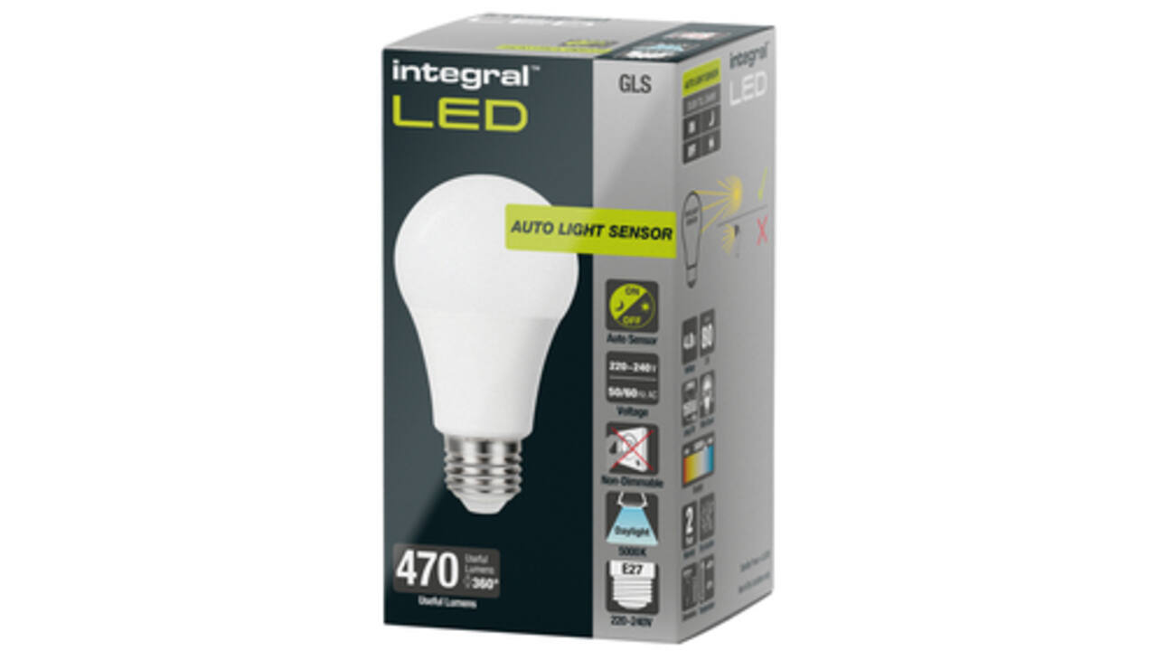 Ledlamp Integral E27 5000K koel wit 4.8W 470lumen dag/nacht sensor