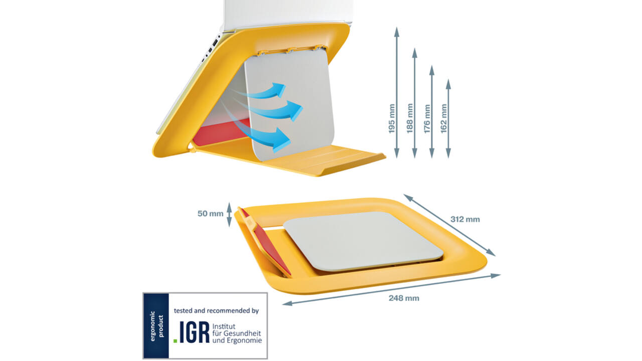 Laptopstandaard Leitz Ergo Cosy geel