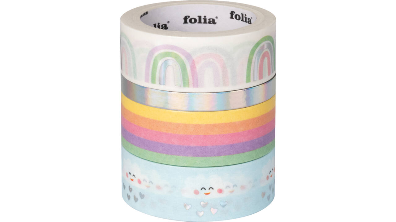 Washi tape Folia hotfoil rainbow 2x 15mmx5m 1x 10mmx5m
