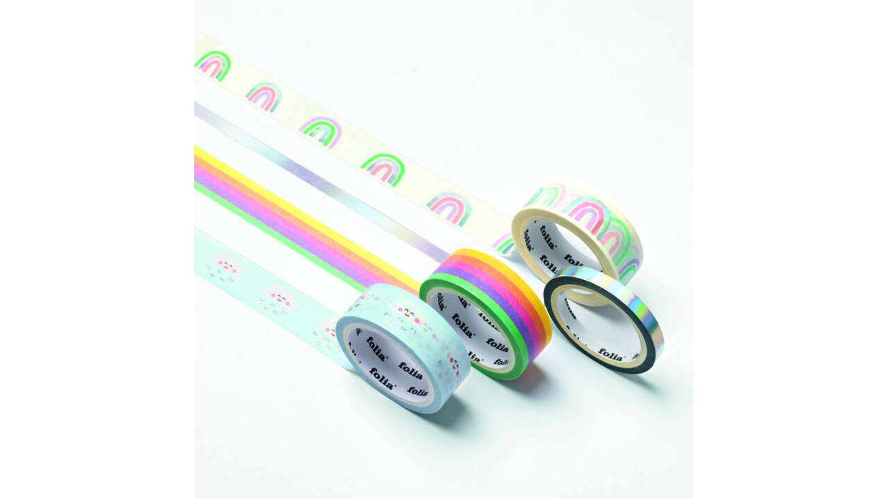 Washi tape Folia hotfoil rainbow 2x 15mmx5m 1x 10mmx5m