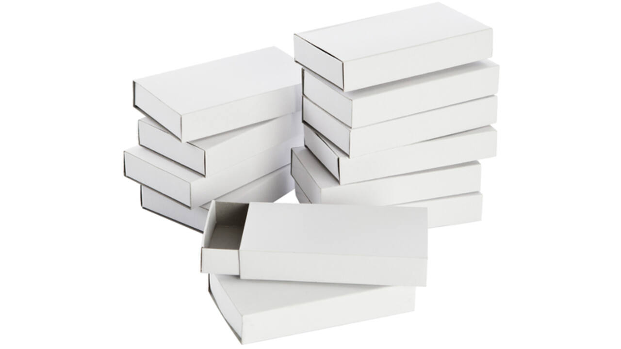 Luciferdoosjes Folia groot 110x60x20mm 12 stuks wit