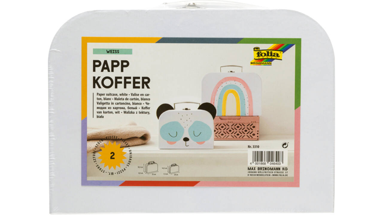Koffer Folia set à 2 stuks 23x15x6.5cm en 18x13x6cm wit