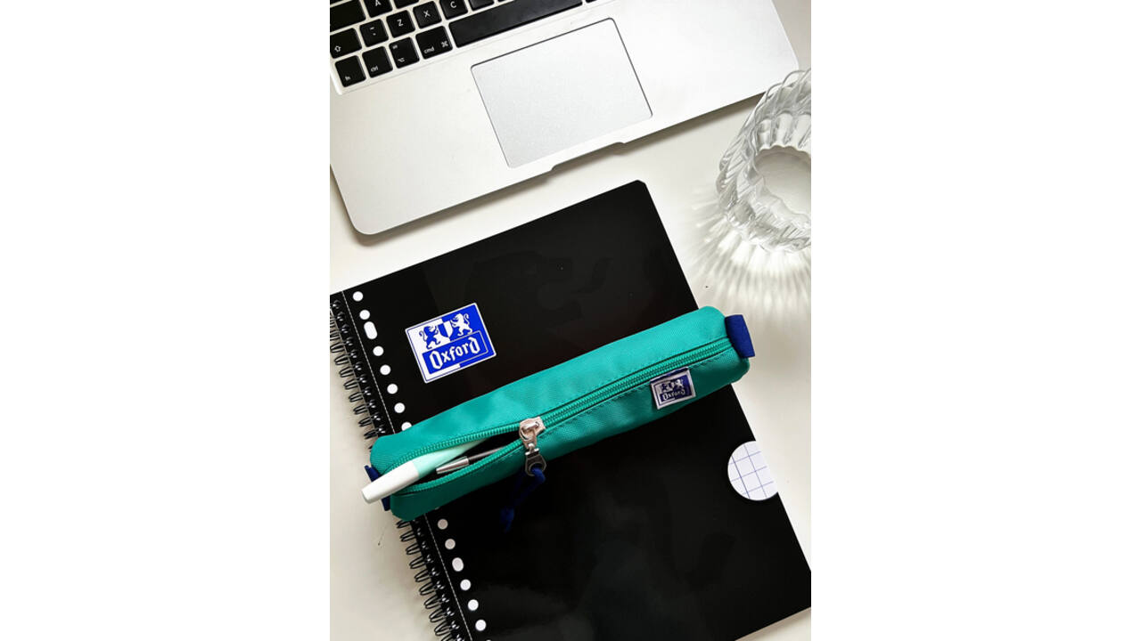 Pennenetui Oxford rond turquoise