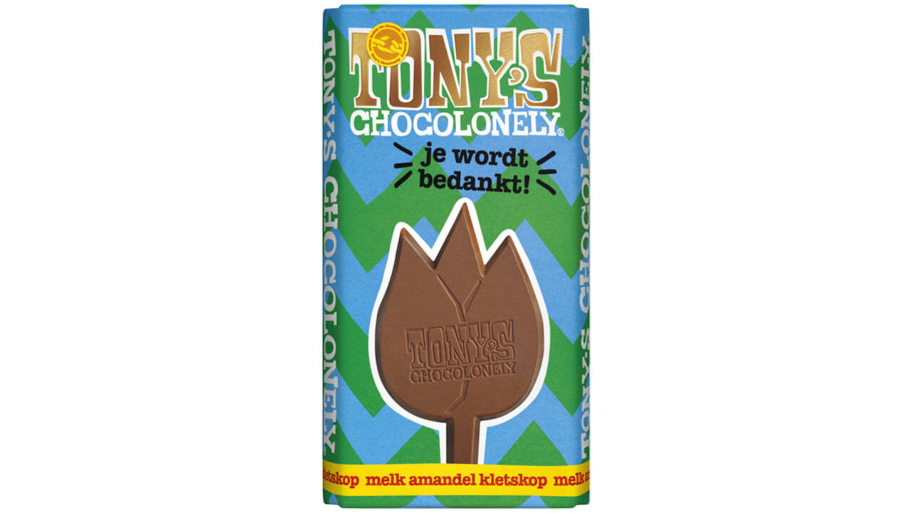 Chocolade Tony's Chocolonely je wordt bedankt reep 180gr