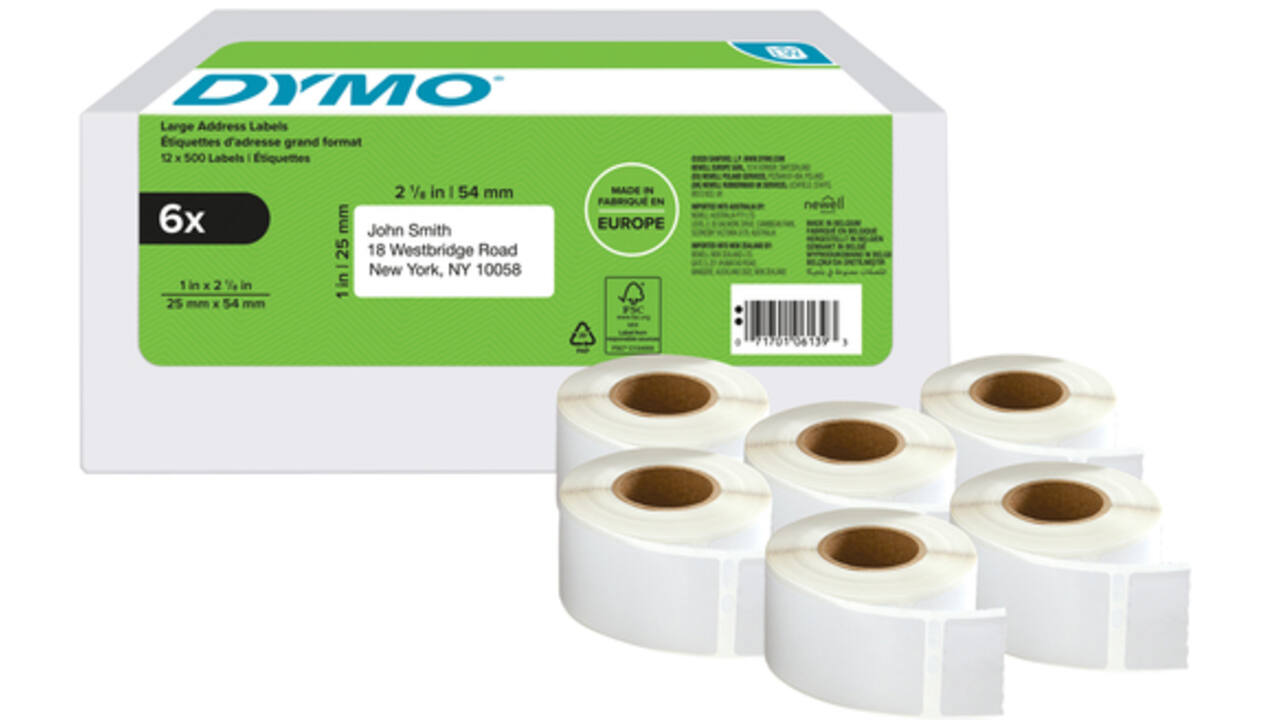 Etiket Dymo LabelWriter adressering 25x54mm 6 rollen á 500 stuks wit
