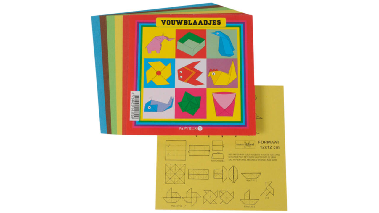Vouwblaadjes vierkant 12x12cm 65gram assorti
