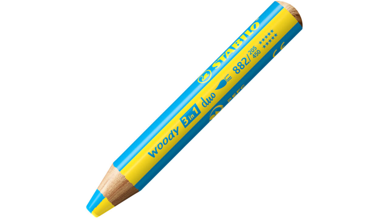 Kleurpotloden STABILO 882 woody 3 in 1 duo inclusief puntenslijper assorti etui 5 à stuks