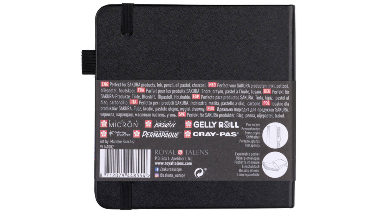 Schetsboek Sakura 80 zwarte vellen 140gr 120x120mm zwart