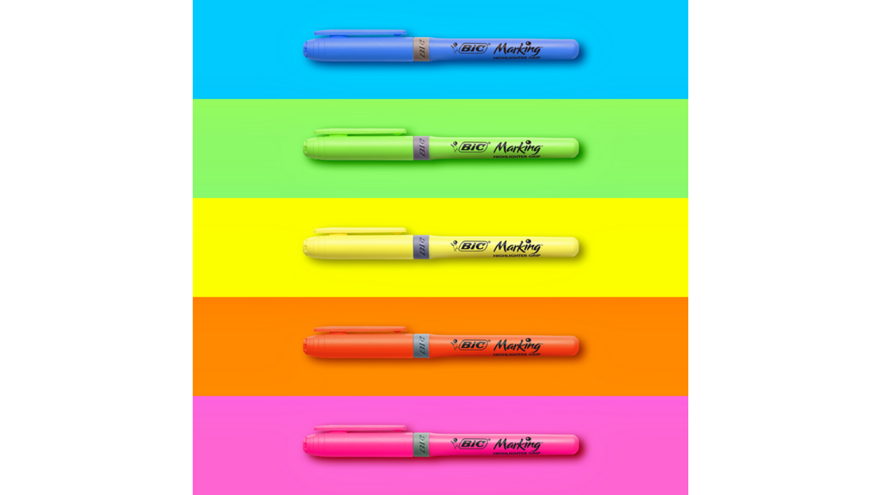 Markeerstift Bic grip Highlight your life assorti blik à 15 stuks