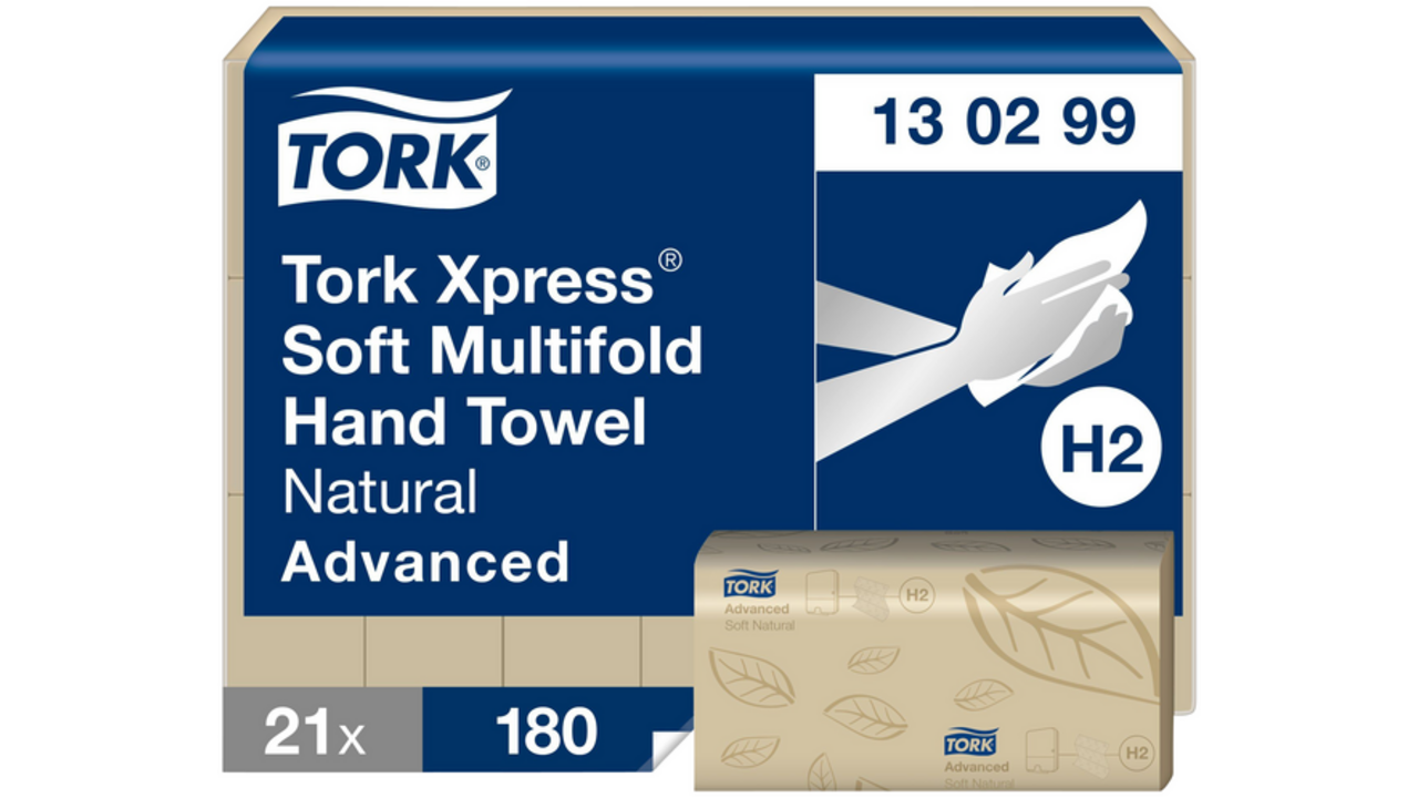Handdoek Tork Xpress Soft Multifold Advanced H2 213x240mm 180 vel Natural 130299