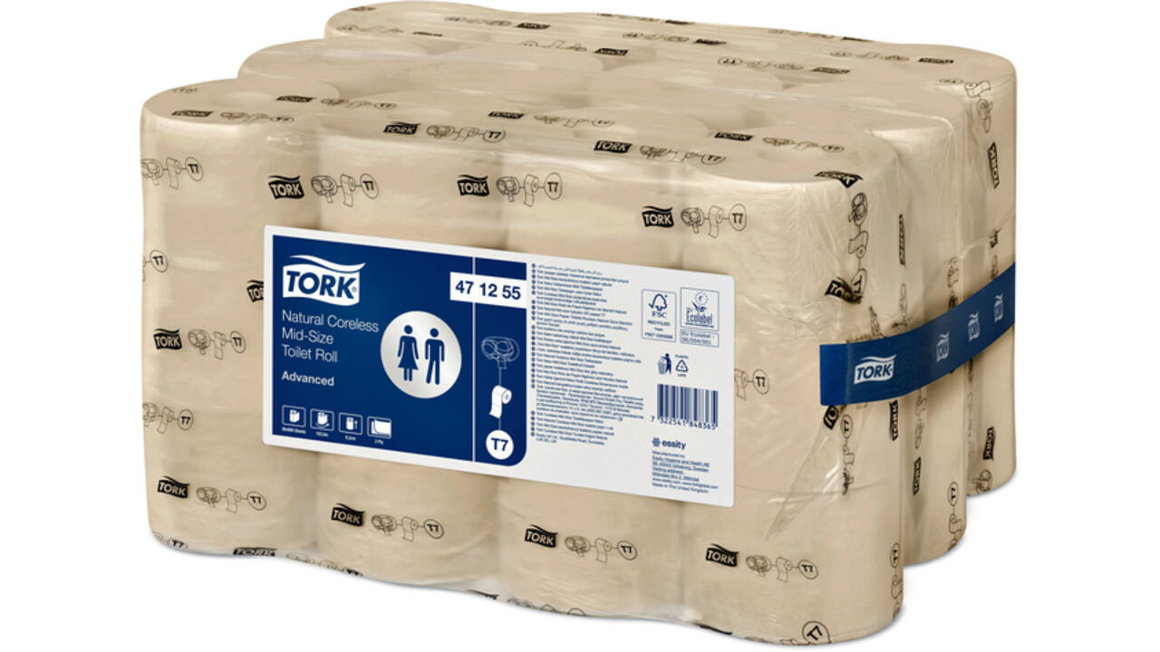 Toiletpapier Tork T7 hulsloos Natural Advanced midsize 2-laags 900vel 472155