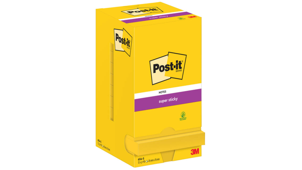 Memoblok Post-it 654 Super Sticky 76x76mm ultrageel