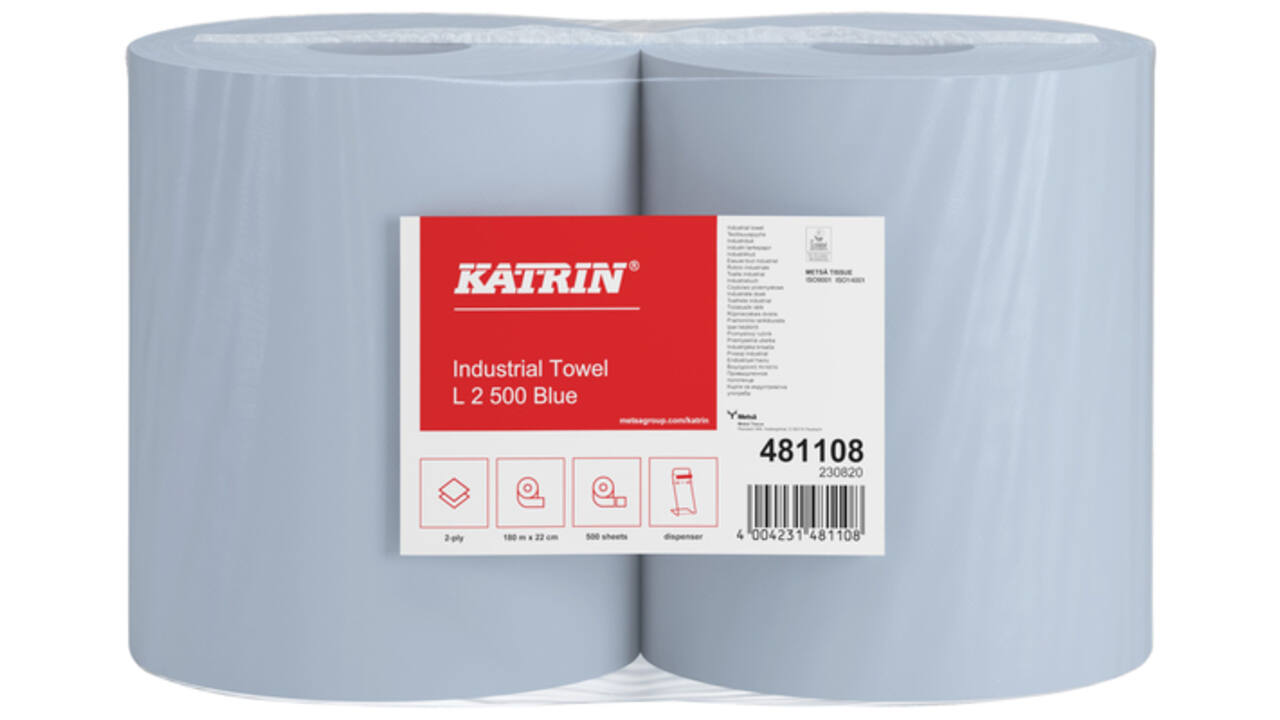 Poetspapier Katrin 2-laags large 220mmx180m blauw