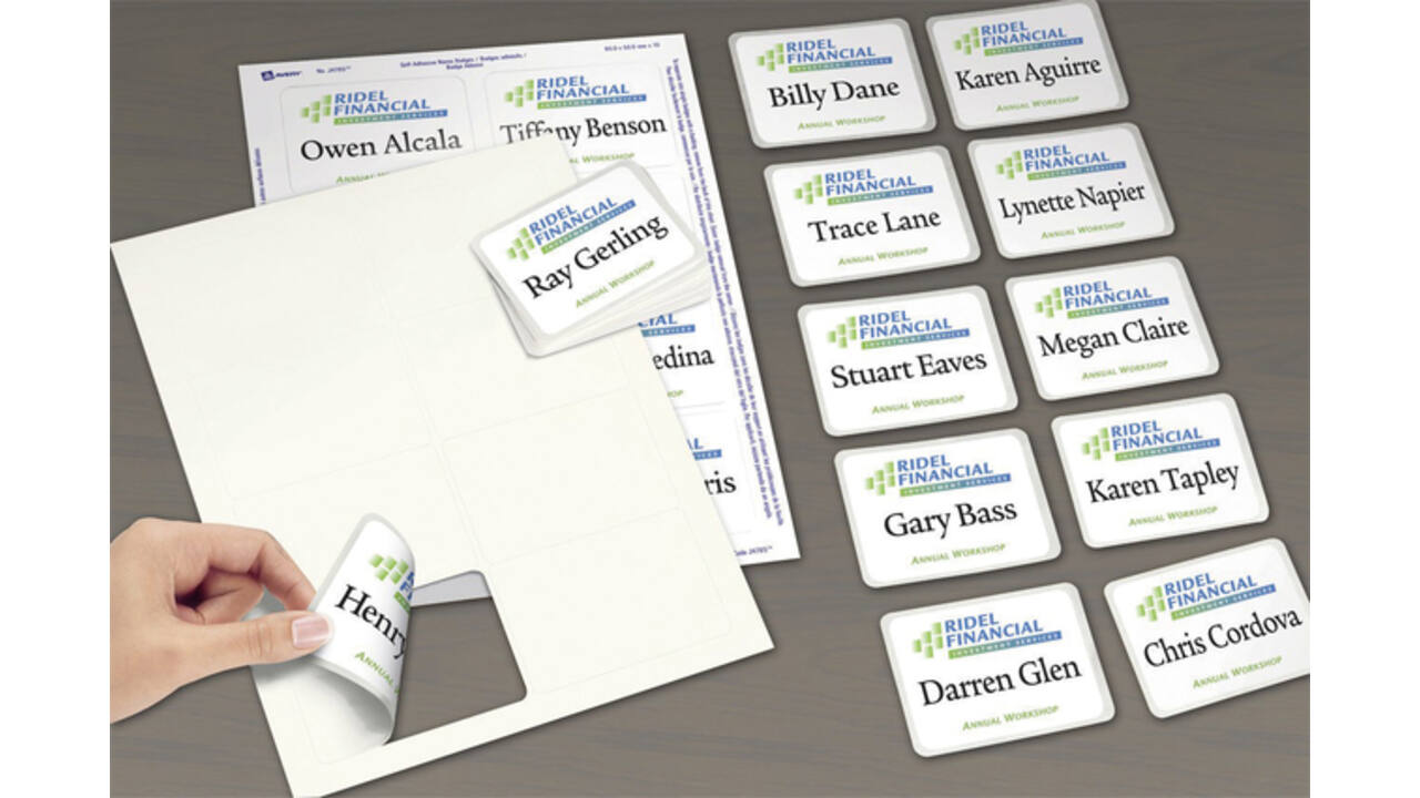 Badge Avery Zweckform J4785-20 80x50mm wit 200stuks