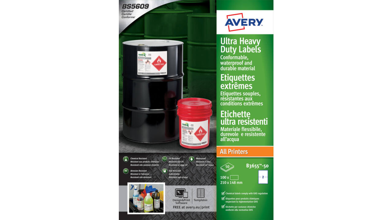 Etiket Avery B3655-50 148x210mm polyethyleen wit 100stuks