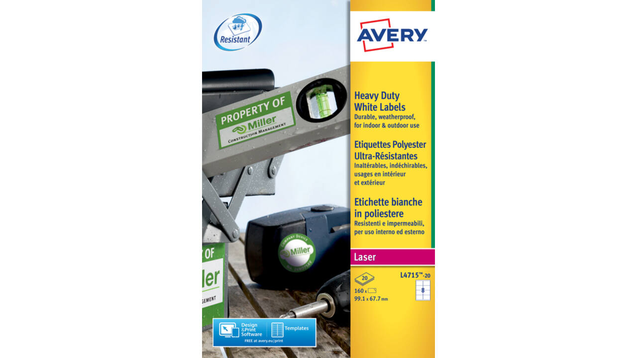 Etiket Avery L4715-20 99.1x67.7mm wit 160stuks