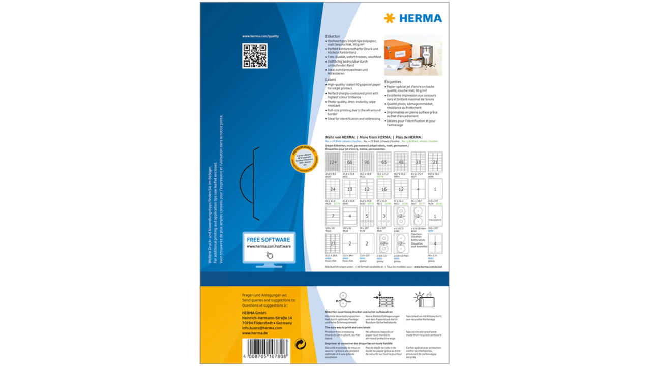 Etiket HERMA 10780 97x33.8mm wit 1280stuks