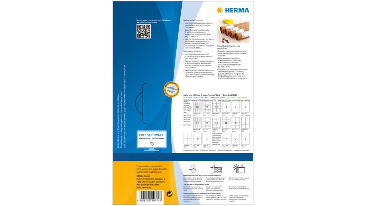 Etiket HERMA 10774 210x148mm weerbestendig wit 160stuks
