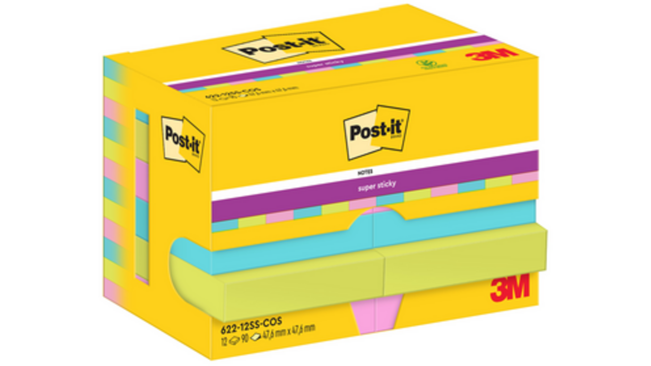 Memoblok Post-it 622 Super Sticky 47,6x47,6mm Cosmic
