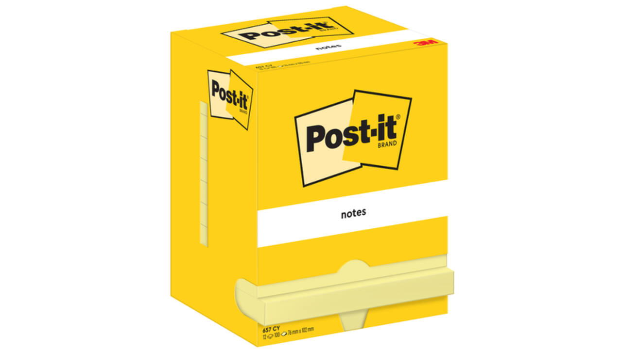 Memoblok Post-it 657 76x102mm geel