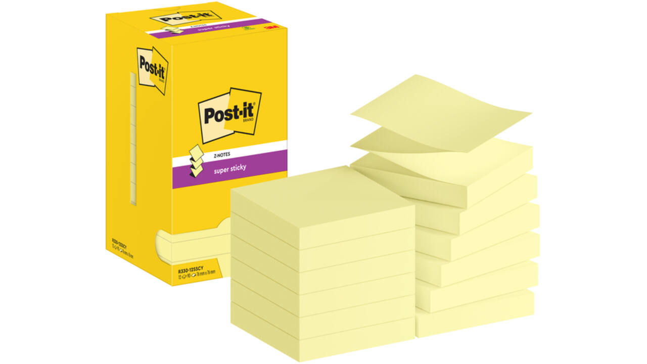 Memoblok Post-it Z-Note S330 Super Sticky 76x76mm geel